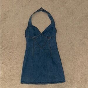 Le Lis Blue Halter Sheath Mini Dress